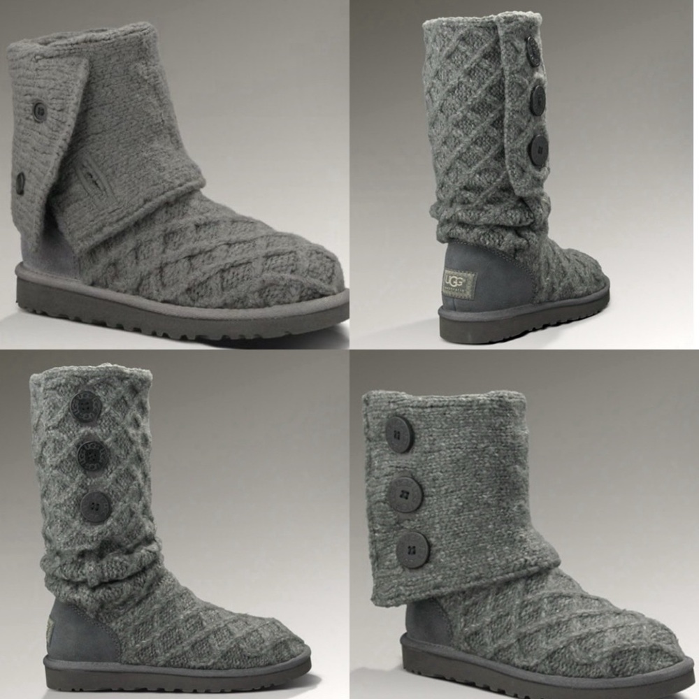 UGG Gray Tall Knit Sweater Boots - size 11
